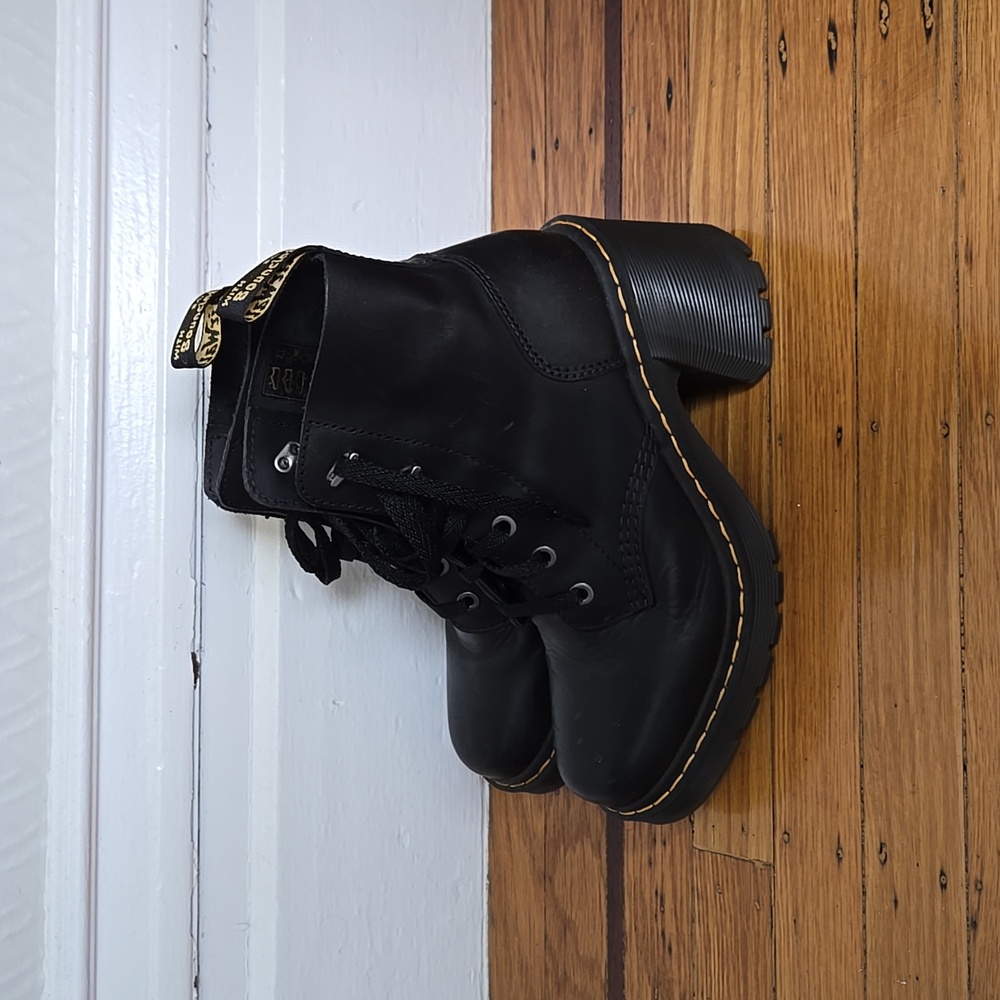 Dr.Matena Jesy Sendal Leather Lace Up Flared Heel Boots